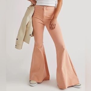 Free People Just Float on Flare Jeans peach Super Flare Wide NWOT